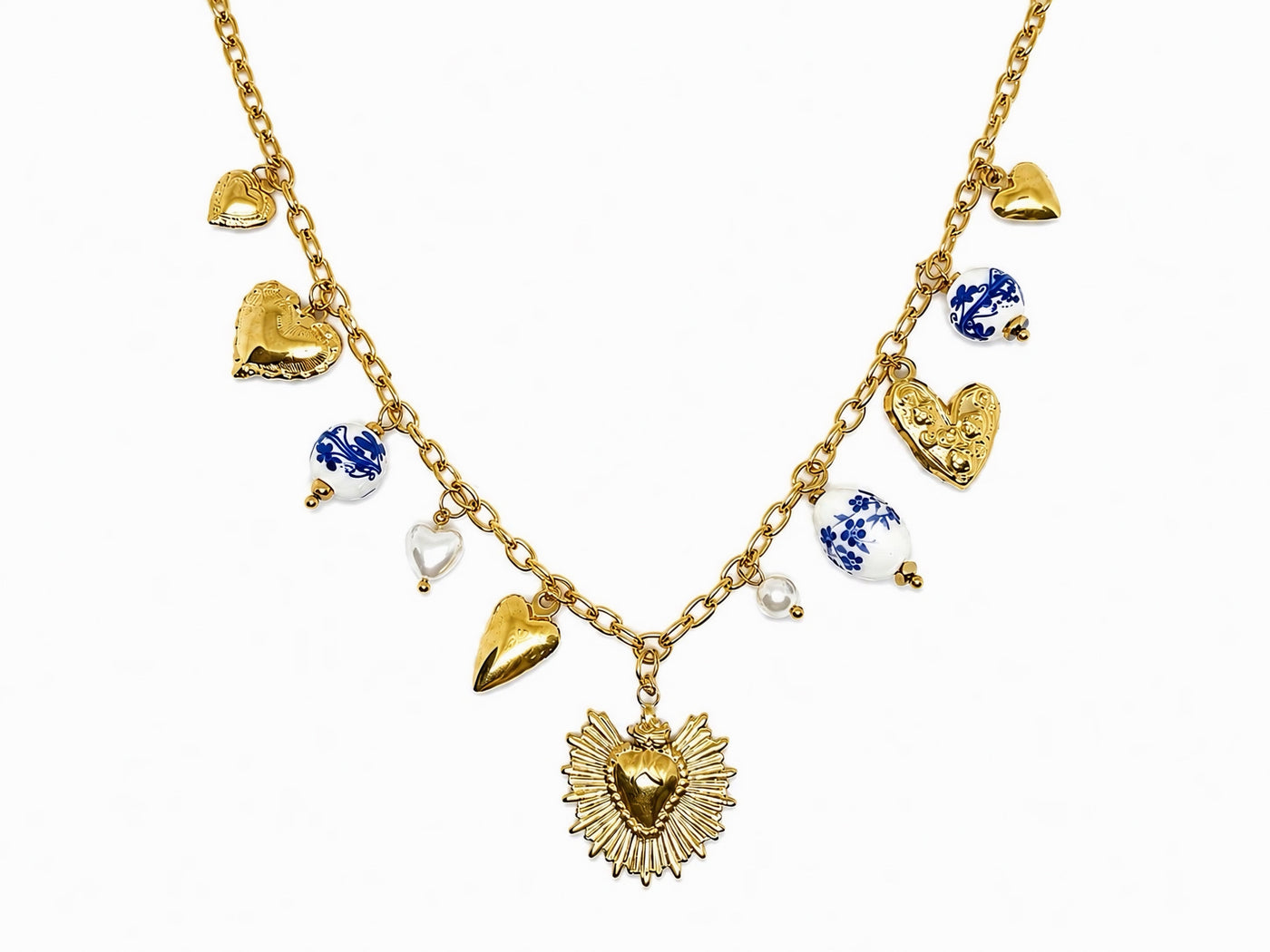 Collier Cœur Sacré & Porcelaine